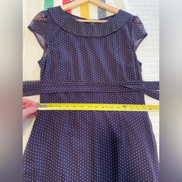 H&M 50s Style Collared Polkadot Dress With Cap Sleeves - Picture 8 of 11
